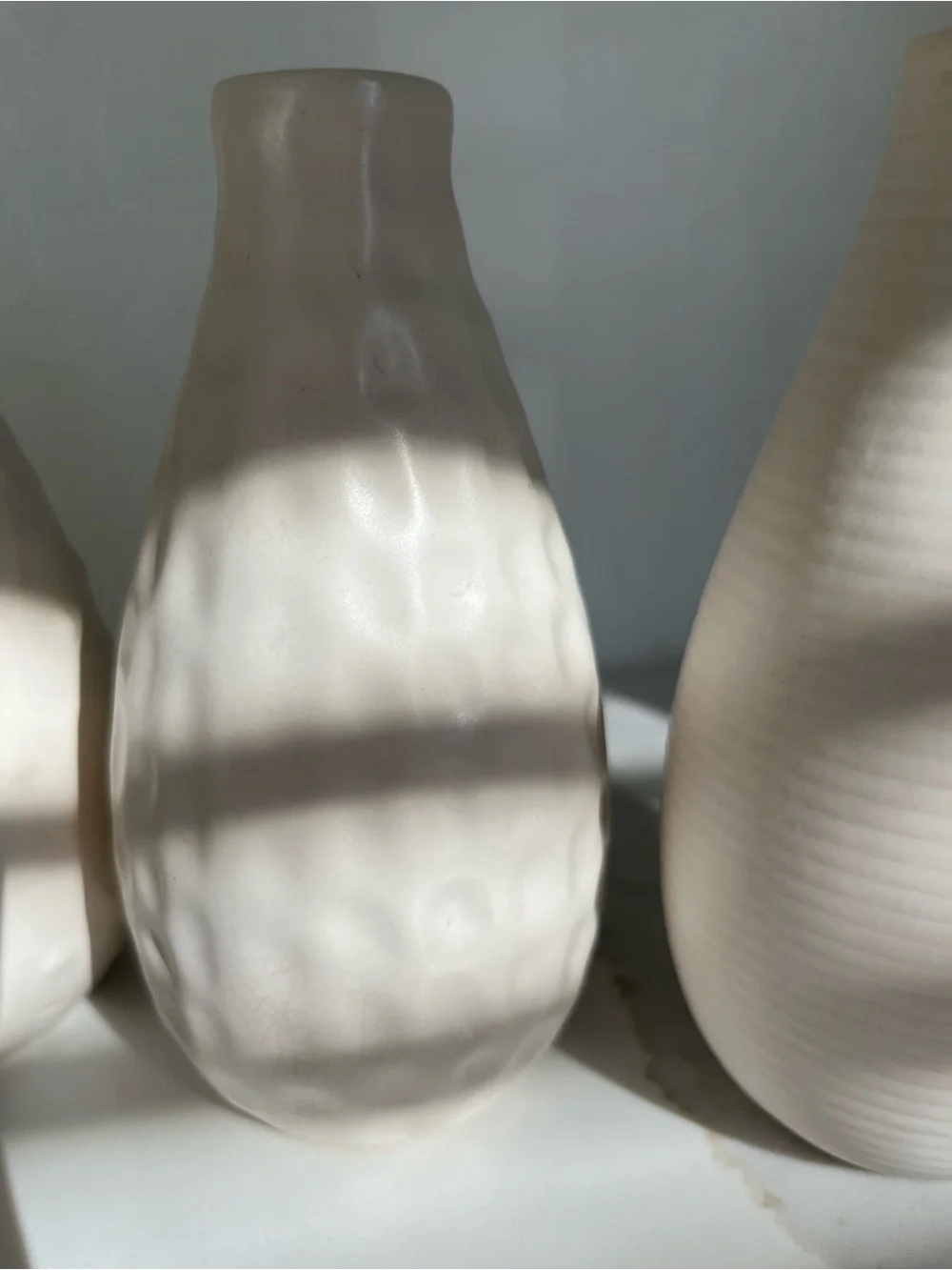 IKEA Neutral Textured Ceramic Decorative Vases | White Set of 3